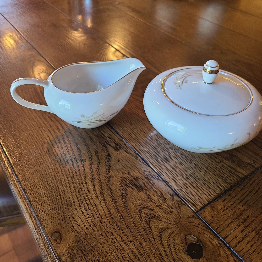 Mid Century Golden Harvest creamer and sugar set  marked Japan